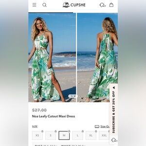 Tropical Leaf Print Maxi Dress